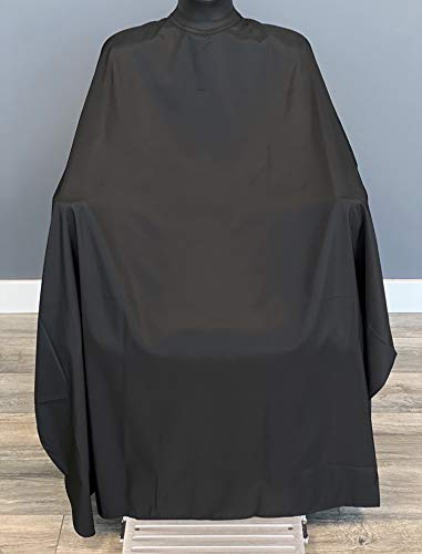 TRU BARBER Silicone neck Barber cape, 100% Polyester, light weight, Hair Salon Cutting Cape, No logo 50 x 58” (Black)