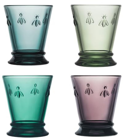 La Rochère Wasserglas Abeille Biene bunt sortiert 260 ml - 4er Set
