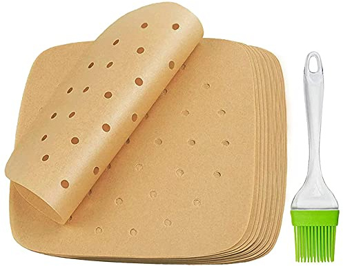 Air Fryer Liners Perforated Parchment Paper Non-Stick Greaseproof Paper Square Air Fryer Parchment Liner for Baking Oven - 21.5 cm/200 pcs Air Fryer Liners Disposable