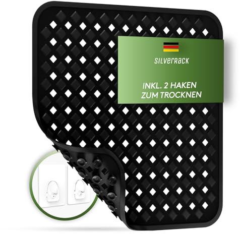 SilverRack Duschmatte rutschfest 53x53 cm Schwarz RAUTEN | BPA-freie Antirutschmatte für Dusche und Badewanne, maschinenwaschbar und schimmelresistent