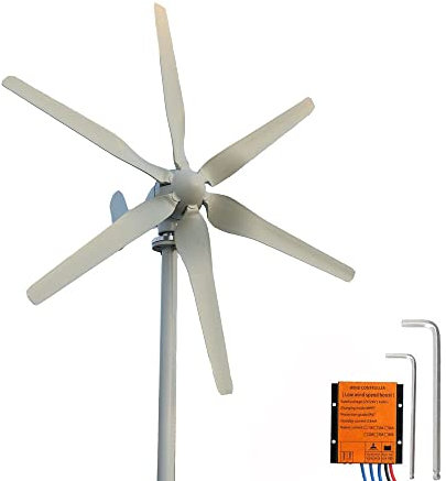 Genway, Kit Generatore Eolico Turbina 800W 12V 24V 48V, e Bassa velocità del Vento generatore eolico orizzontale a 6 pale con controller di ricarica MPPT