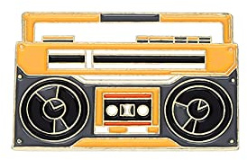 Miniblings Ghettoblaster Pin Brosche Musik Kassette emailliert | Statement am Revers, montiert in Berlin, mit Kassettenrecorder