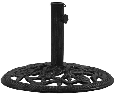 vidaXL Base de Sombrilla, Soporte de Parasol, Pie de Sombrilla, Base para Jardín Patio Terraza Piscina Playa, Hierro Fundido Negro 48X48X33 cm
