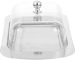 STOBAZA Butterschale Mit Deckel Edelstahl Butterbehälter Multifunktionale Käse Servierplatte Küche Butter Aufbewahrungsplatte Hotel