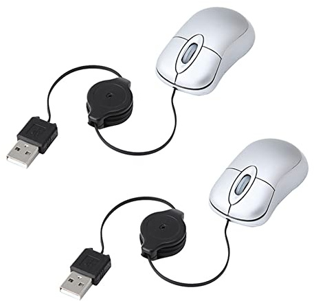 Fegtrty 2X Mini USB Filaire Souris Câble Minuscule Petite Souris 1600 Optique Compact Voyage Souris pour 98 2000 XP Vista Ve