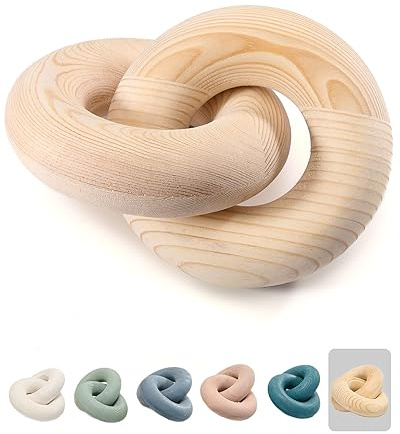 baqor Holzknoten-Dekor, Naturholz, Kettenglieder, Tischregal, dekoratives Objekt für keltische Boho, moderne Dekorationen, für Couchtisch, Bücherregal, Zimmer, Büro, Zuhause, Bauernhaus-Dekor,