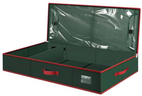 BUNIQ Weihnachts-Geschenkpapier-Aufbewahrungsbehälter,Weihnachts-Geschenkpapier-Aufbewahrungsbox - 40-Zoll-Unterbett-Geschenkpapier-Organizer-Taschen mit Taschen - Flexible Trennwände, langlebige