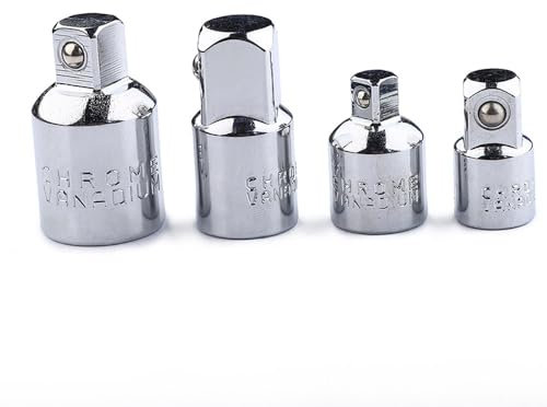 Fongmore Kit Convertitore Riduttore da 4 Pezzi 1/2 a 3/8 Adattatore Jack a Cricchetto Quadrato da 3/8 a 1/4 (Colore Argento)