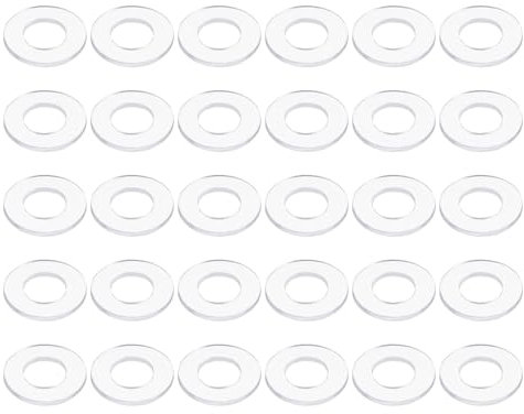 PATIKIL Nylon Flat Washers 6mm ID, 12mm OD, 1mm Thick M6 Metric Plastic Flexibility Gaskets Round Spacers-Applications for Faucet Valve Water Pipe Hose-[Qty 30 Clear]