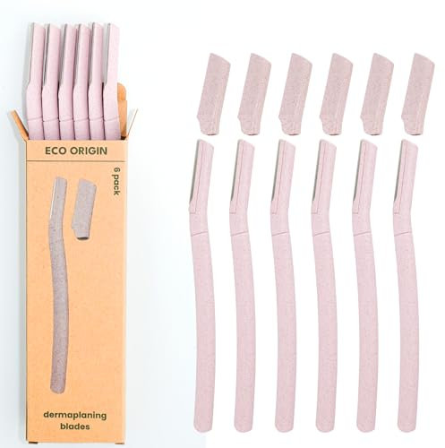 Eco Origin Dermaplaning-Rasierer aus Weizenstroh, umweltfreundlich, schwedische Klingen für Gesichtshaarentferner, glatte Schönheits- und Make-up-Werkzeug für Frauen, Augenbrauenformer, bietet glatte,
