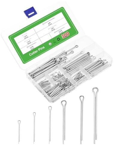 sourcing map 300Pcs 6 Sizes 304 Stainless Steel Cotter Pin Split Pin Assortment Kit, Split Cotter Fastener Clips for Household Appliances, Sports Equipment, Car Mechanics Repair (Silver)