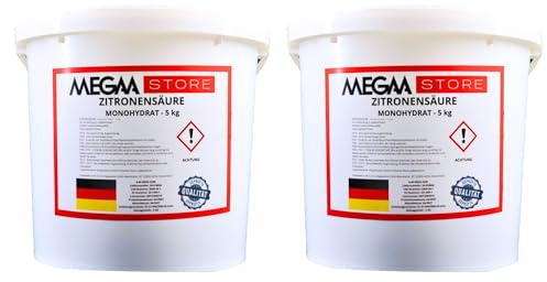 Megaa store Zitronensäure Monohydrat Pulver | 1kg bis 25kg | Lebensmittelqualität reine Citronensäure | E330 für Küche und Haushalt Säuerungsmittel Entkalken Reinigen Putzen Backen Kochen
