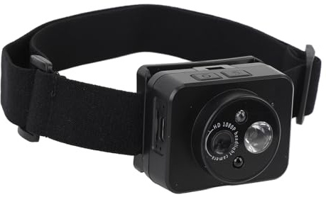 Denash 1080P-Actionkamera mit um 45 Grad Verstellbarem LED-Scheinwerfer, Am Kopf Montierte Tragbare Körpervideokamera, Bewegungssensor, Handgestensteuerung für Camping, Aufzeichnung von