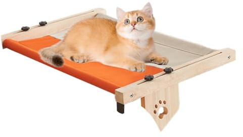 Lettino per gatti per davanzale della finestra, per gatti e davanzali della finestra, con ripiano in legno, per davanzale della finestra, per gatti, regolabile per gatti,