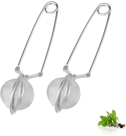 Yeenano Tea Strainer,2 PCS Stainless Steel Tea Infuser with Handle in Ball Shape,Tea Leaf Coffee Strainer,Teas Strainer Fine Mesh,Mini Sieve for Loose Teas Spices and Herbs