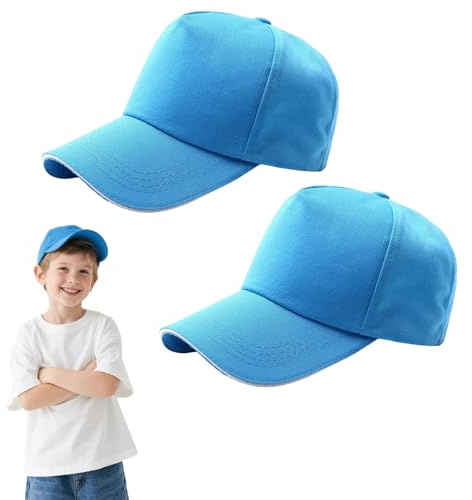 TUONYIS 2 Piezas Gorra de Béisbol Hombre, Visera Sombreros Niños, Ajustable Verano Transpirable Gorra del Deporte Unisex para Casuales Running Beisbol Tenis Golf (Azul Claro)