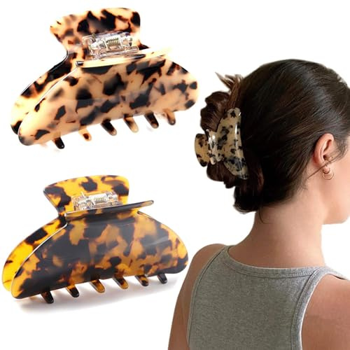 2 Stück Haarklammer Groß Haarspangen für Damen Dünnes Dickes Haar Zelluloid Vintage Haarclips