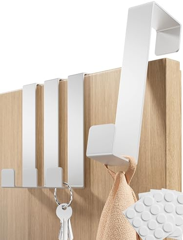 Filzada® 12x Türhaken Weiß Metall - Kleiderhaken Tür zum Einhängen | Stabile Türhaken zum Einhängen - Kleiderhaken Tür für Jacken, Handtücher, Taschen - rostfrei inkl. Filzpads - zwei Falztiefen