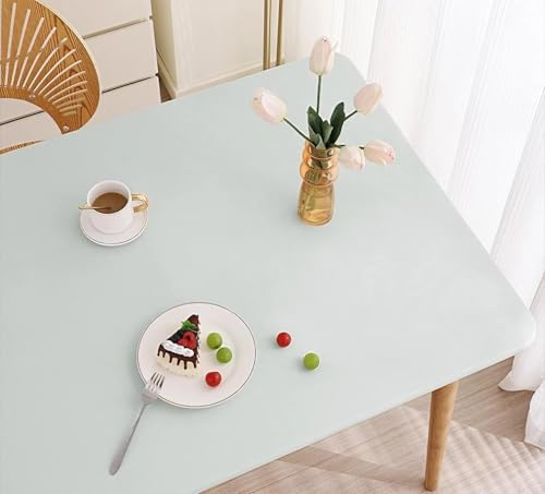 YHXAIQ Mantel Elástico Ajustable Impermeable - Borde Elástico con Correas Envolventes, Cuero/PU para Mesa Rectangular Interior/Exterior Cocina Jardín(Blue,70 X 70 cm)