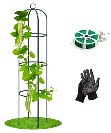 Genérico Obelisco de Metal Revestido, Soporte Metálico Tutores para Tomateras Rosas Obelisco, Rankobelisco, Enrejado para Plantas Trepadoras, Flores, Jardín, Verde, 190 x 40 cm(Green)