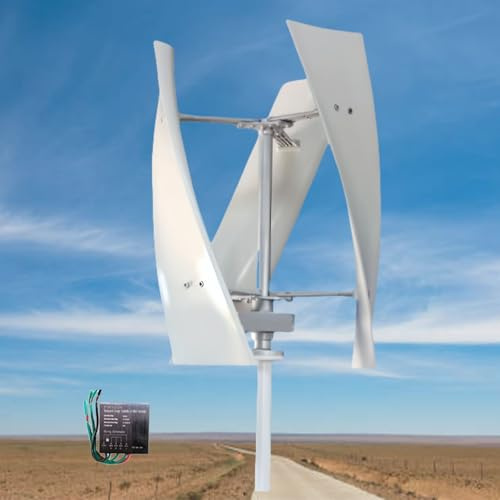 Glowdora Aerogenerador De Eje Vertical, Generador De Imán Permanente con Controlador Inteligente, Molino De Viento con Diseño En Espiral De Bajo Ruido, Kit De Aerogenerador para Hogar(Blanco),220v