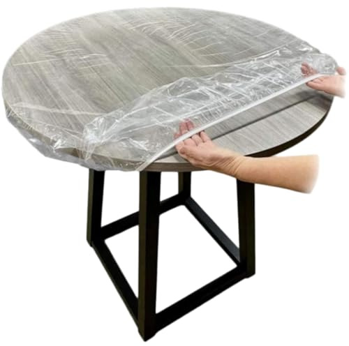 BaoT8YLu Transparent Tischdecke Rund, Outdoor Tischdecke Wetterfest Gartentischdecke, TPU Wachstischdecke Rund mit Gummizug, Durchsichtige Tischfolie Abwaschbar