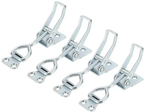 sourcing map 4pcs Adjustable Toggle Clamp M6 x 32mm 396lbs Holding Capacity 4002 Style Quick Release Pull Latches Clamps Hasp for Smoker Lid Jig Tool Box Case, Silver