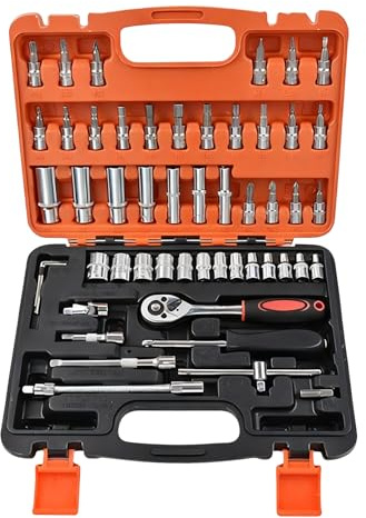 Celuicion Juego De Llaves De Vaso Con Trinquete,53 Piezas Juego De Llaves Multifuncional Con Estuche De Almacenamiento | Herramienta De Llave De Carraca,Para Instrumentos De Reparación De Coches Y