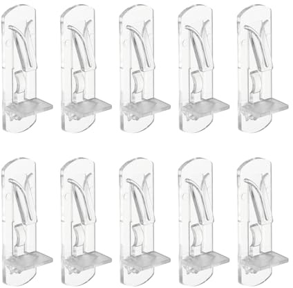 PATIKIL 10 Pcs Locking Shelf Pins, Clear Plastic Locking Shelf Support Pegs Cabinet Bracket Clips Fits 6.9mm Peg Hole 16mm(17/64) Thick Shelf for Kitchen Cabinet Furniture