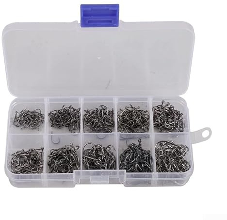 Premium Circle Angelhaken Pack 500 Stück in 10 Größen, aus stabilem Karbonstahl und inklusive Box