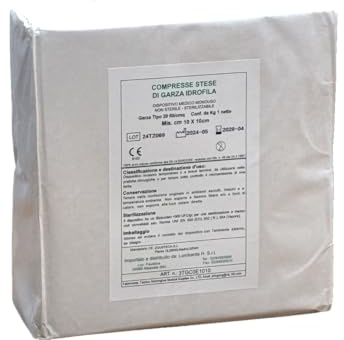 Garza idrofila in puro cotone tagliata cm10x10, non sterile, Garza da 1 kg