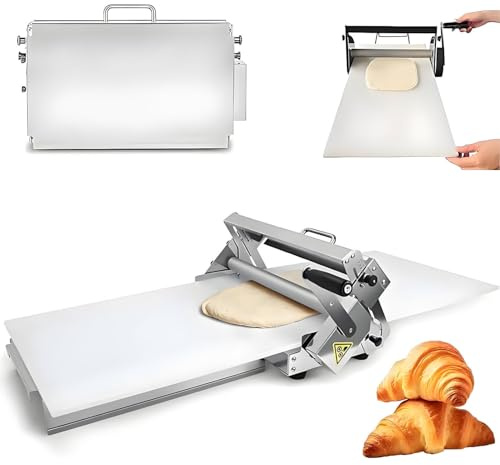 Hopfällbar degpress i rostfritt stål (11,8/15,7), manuell degpress, justerbar tjocklek, degpress för bänkskiva, för croissanter, hemmakök, små bagerier Type400