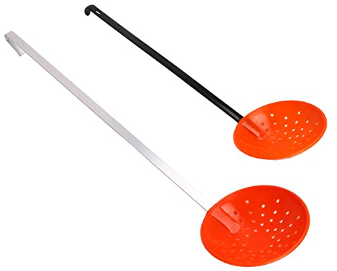 POENVFPO Louche de Pêche sur Glace, Poignée en Plastique Flexible et Alliage D'aluminium Robuste, avec Trous Uniformes pour un Filtrage Rapide de L'eau, Crochet de Suspension, pour les