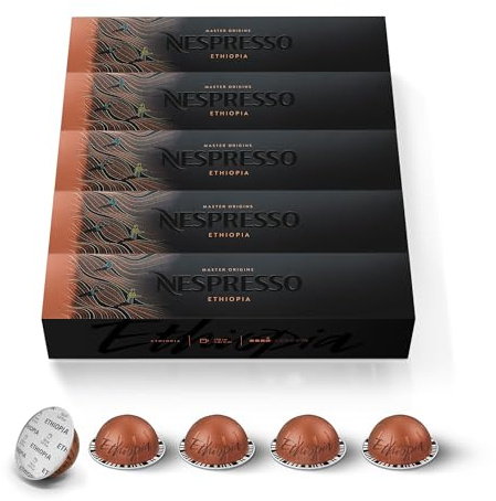 Nespresso Vertuo - Assortiment Ethiopia Arabica - 10 Capsules Café | Compatible avec machines Nespresso Vertuo - Dosette café aux notes fruitées de myrtille - Torréfaction double