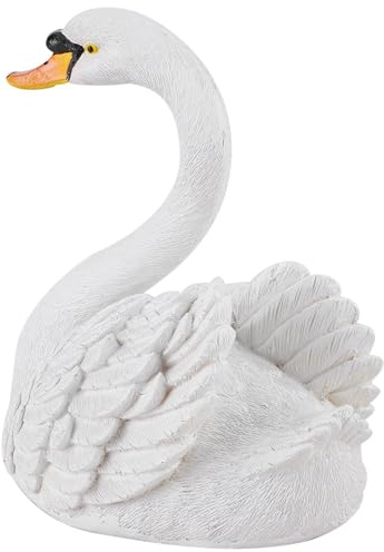 Jeffergarden Svandekor Vit Svanfigur Syntetisk Flytande Trädgårdsprydnad 19 Cm Naturtrogen Damm Poolgårdsdekoration för Innergårdslandskapsvisning