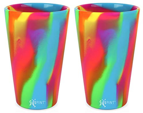 Silipint 2-Pack, Hippie Hops - Silicone Cup Drinkware, BPA-Free, Unbreakable, Microwave Safe, Shatter-Proof - for Any Drink Use, Traveling, Camping, Hiking, Hanging Out, Small or Large Parties