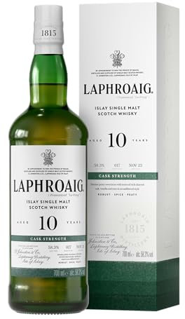 Laphroaig 10 Jahre Cask Strength Batch 17 - Islay Single Malt Scotch Whisky - mit Geschenkverpackung - sanfter Torfrauch mit süßlichen Noten - 58,3% vol -700 ml