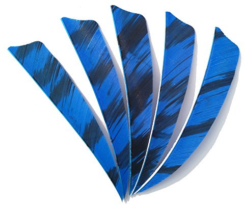 SHARROW 50pcs Bogenschießen Pfeilfedern 4 Zoll Naturfeder Befiederung Bogensport Zubehör (Blau)