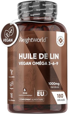 Omega 3 6 9 Vegan Weichkapseln - Aus Leinsamenöl - 180 Vegan Softgels - 1000mg pro Weichkapsel - 1 pro Tag - Alpha Linolensäure, Linolsäure, Ölsäure - Flaxseed Oil - Ohne Gentechnik - WeightWorld