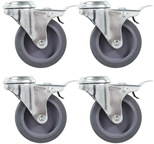 vidaXL Lenkrollen mit Bolzenloch und Doppelbremsen 4 Stk. 75 mm