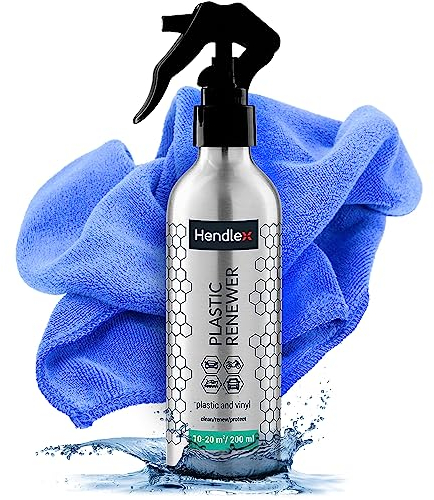 Hendlex Kunststoffpflege Auto - Tiefenpflege & Farbauffrischer für Kunststoff innen & außen - Nano-Technologie, Antistatische Formel & langanhaltender Schutz - 200ml mit Mikrofasertuch