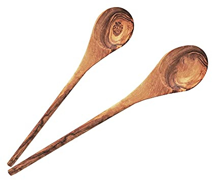 NATUREHOME Kochlöffel Olivenholz 35 cm - Hochwertiger Holzlöffel aus Massivem Olivenholz, Schadstofffrei, Lebensmittelecht, Nachhaltig und Langlebig