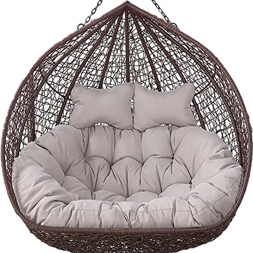 Yadlan HäNgesessel Kissen 2 Personen, Double Sitzkissen HäNgesessel Outdoor Indoor, Auflagen & Polster für Schwingsessel mit Verstellbaren KopfstüTze, Bezug Abnehmbar und Waschbar Gris