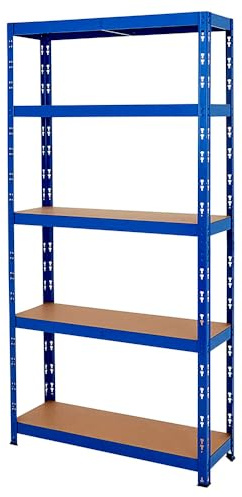 TAHA 1.8M 5 TIER RACK GARAGE SHELVING RACKING METAL HEAVY DUTY STORAGE BLUE
