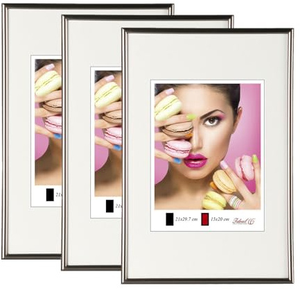 IDEAL TREND 2er 3er 5er Pack Photo Style Set Bilderrahmen Wanddeko Collage Poster Kunststoff Rahmen: Farbe: 3er Pack Stahl | Format: 29,7x42 DIN A3