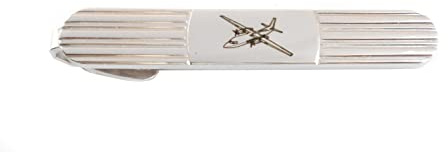 Krawattennadel Krawattenklammer mit Gravur: Flugzeug - silbern glänzend ca. 6,5 cm lang m.i. Germany + Geschenkbox