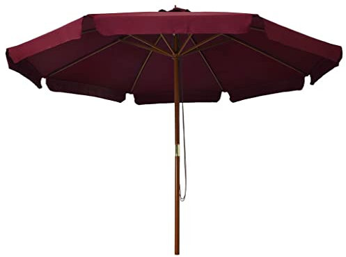 FIRBNUS Ombrellone Da Balcone 330x254 cm Ombrellone Da Spiaggia con Palo in Legno Antivento Ombrelloni Da Giardino Tenda Ombrelloni Da Esterno Rosso borgogna