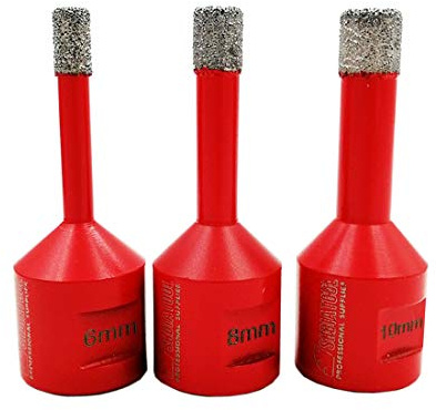 SHDIATOOL Diamond Core Drill, Hole Saw Diameter 6/8/10 mm, M14 Thread, Vacuum Brazed for Concrete, Granite, Marble, Porcelain, Tiles, Masonry Bricks