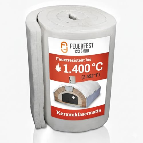 Feuerfest 123 - Keramikfasermatte [732x61x2,5 cm] - Bis 1.400 °C - Hochtemperatur-Isolierung - Keramikfaserdecke für Kamine und Öfen - Auch als Ofenrohr Isolierung - Material Dichte 128 KG/m³