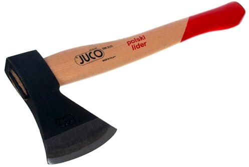 NAJDER Ascia da legno universale JUCO 0,8 kg - 380 mm, Ascia spaccalegna, Ascia da giardinaggio professionale, durezza 47-55 HRC, manico in faggio, DIN 7294, multifunzionale